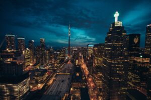 photo of toronto cityscape at night